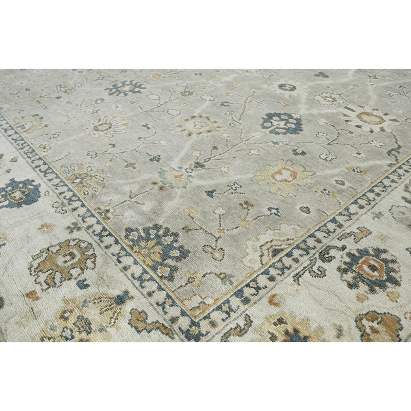 LoomBloom Multi Size Gray Hand Knotted Wool Oushak Rug