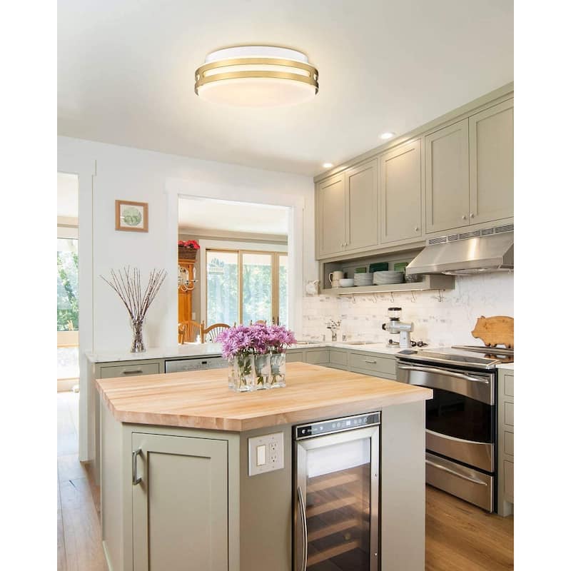 Flush Mount Ceiling Light with Frosted Glass Shade - N/A
