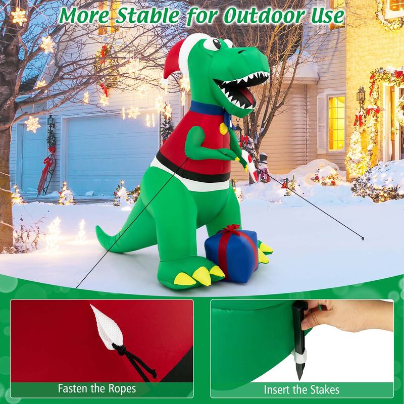 Costway 6FT Inflatable Christmas Dinosaur Dinosaur Decoration with LED - See Details