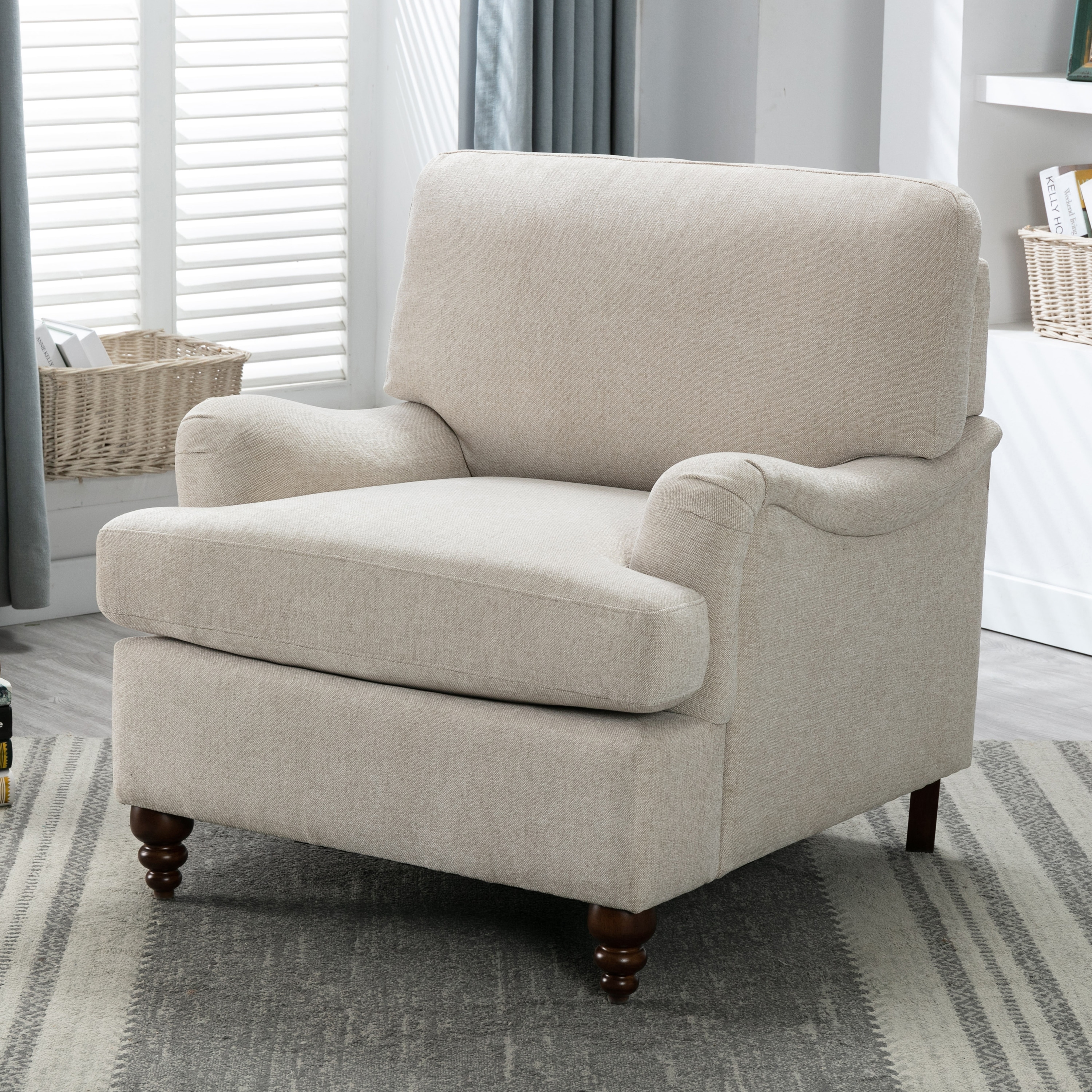 Chandler Rolled Arm Fabric Arm Chair