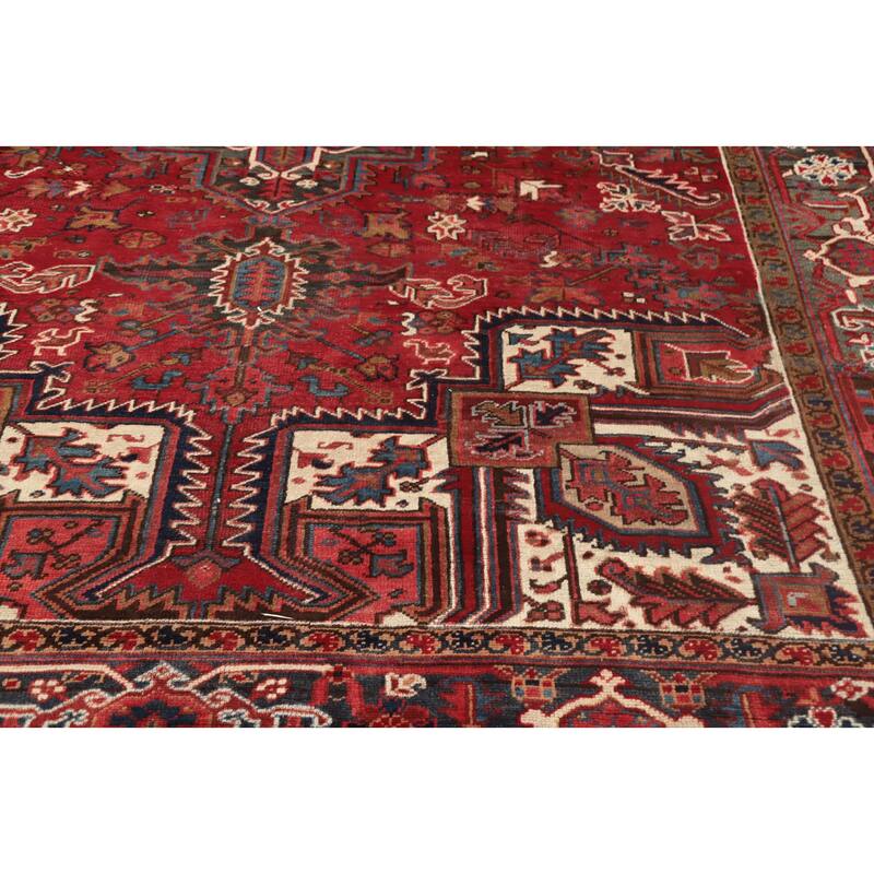 Hand Knotted Oriental 100% Wool Carpet Traditional Medallion Red Heriz Area Rug - 11' 4'' X 8' 3''