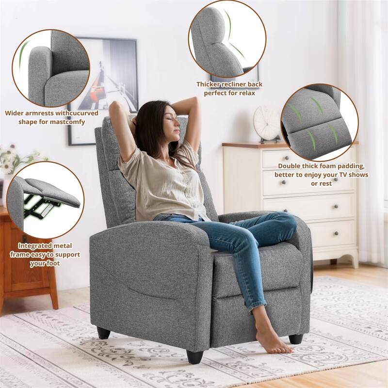 Recliner Chair for Living Room - Massage PU Leather Recliner Sofa with Lumbar Support, Home Theater Seating