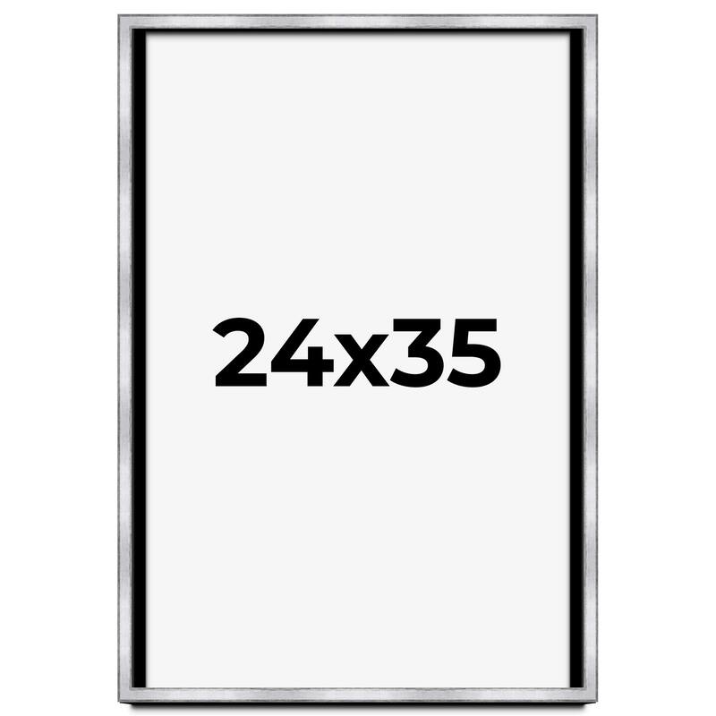 24x35 Shadow Box Frame Silver | 1.375 Inches Deep Real Wood