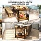 preview thumbnail 7 of 7, Outsunny Acacia Wood Outdoor Bar Cart with Wheels, Rolling 2-Tier Coffee & Drink Cart with 3 Bottle Holders, Outdoor Serving