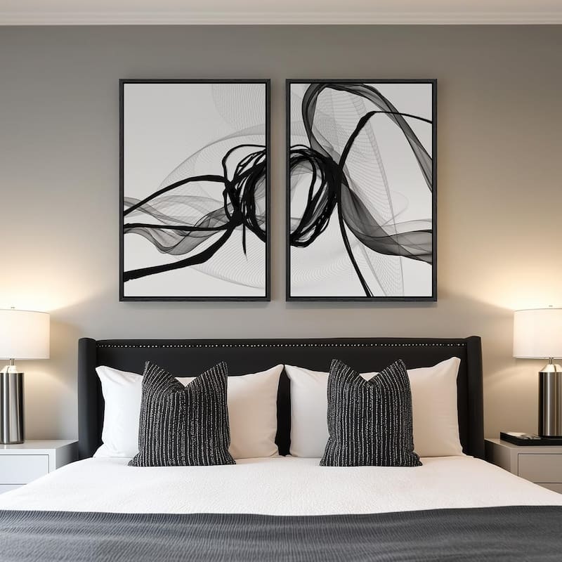 Framed Black and White Abstract Wall Art