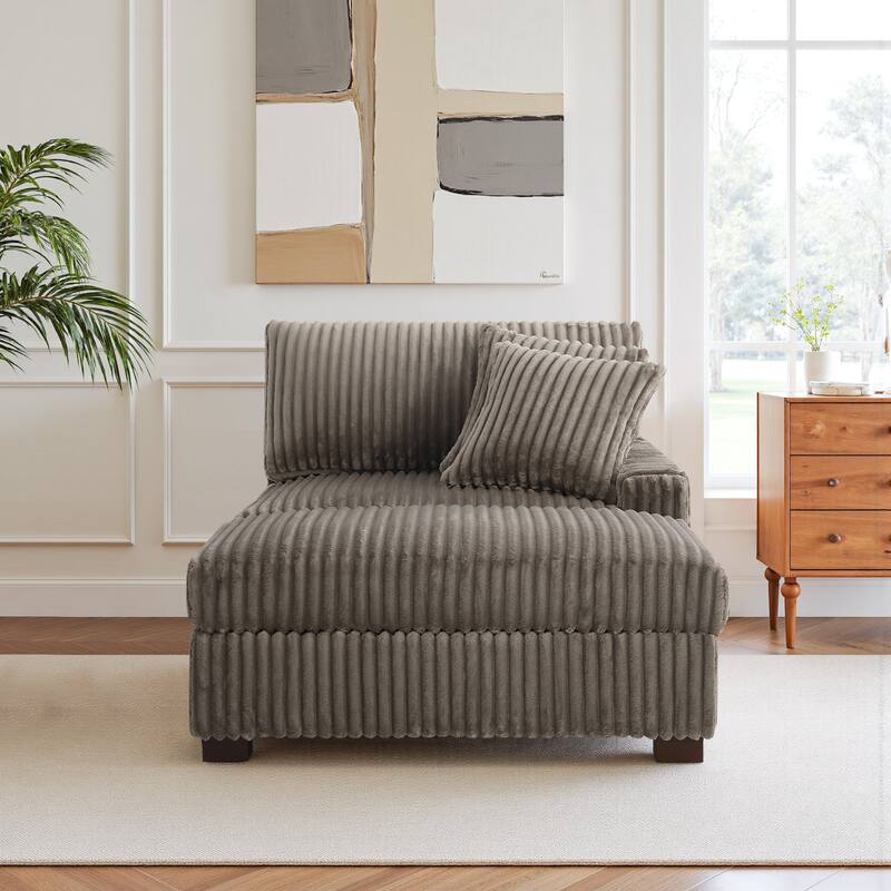Modular Armchair and Ottoman Set with Adjustable Headrest, Flannel Upholstery