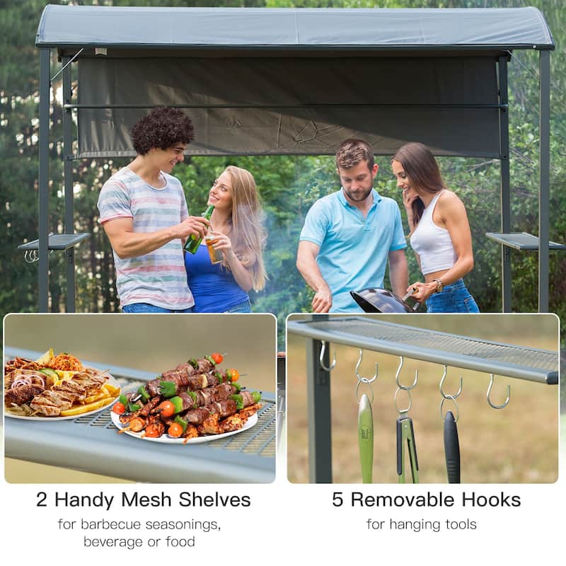 GDFStudio - Outdoor 8'x4.5' Grill Gazebo BBQ Canopy with UV & Water Resistant