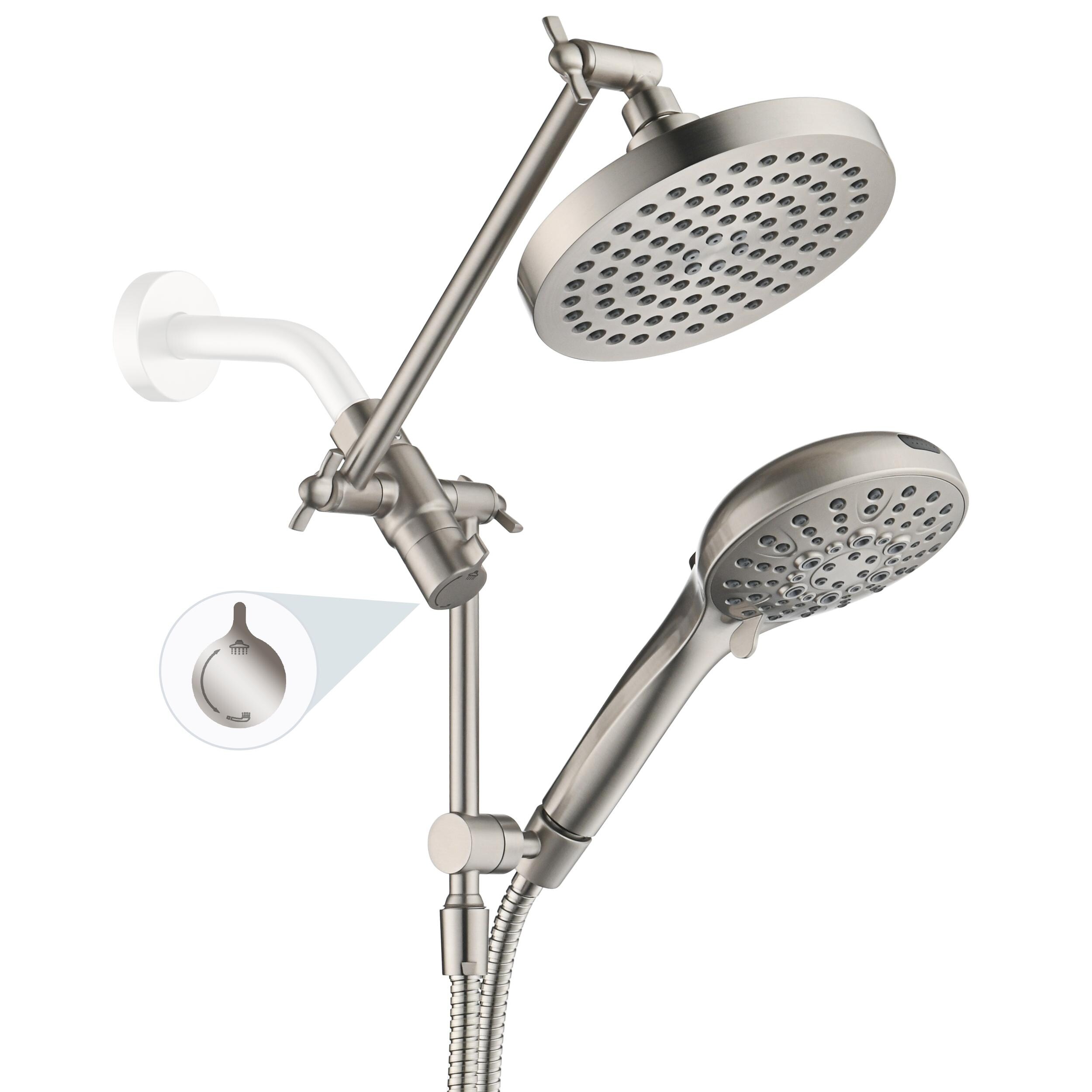 BRIGHT SHOWERS Rain Shower Head with Handheld Spray Built-in Power