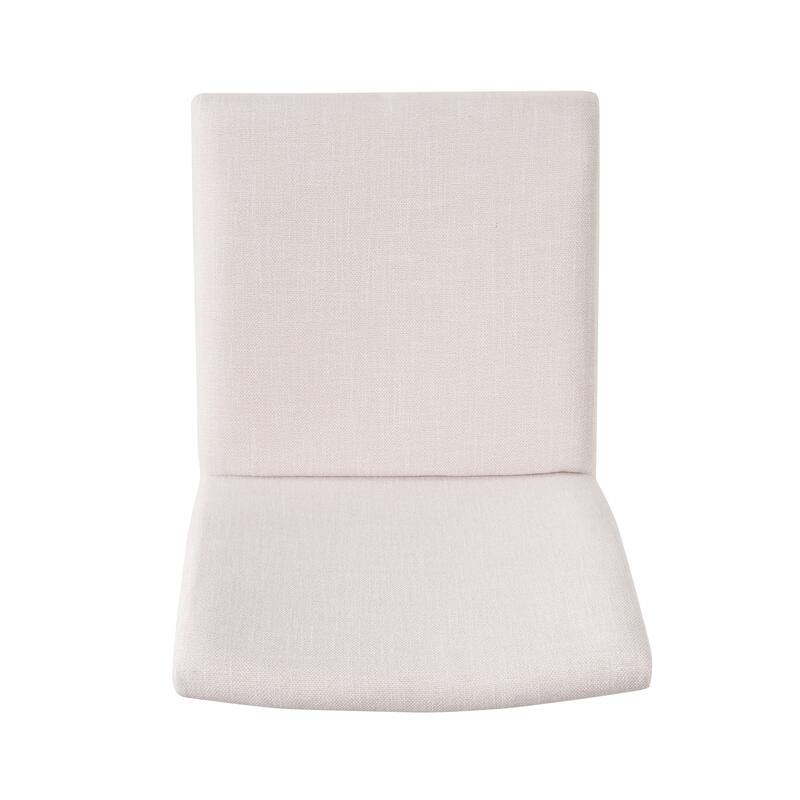 Fabric Vanity Chair Accent Chair Upholstered Chair Set of 2, Light Beige Rustic Office Chair Reception Chair with Wood Legs