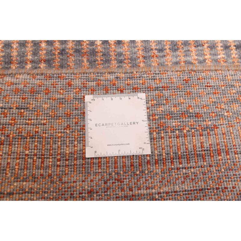 ECARPETGALLERY Hand-knotted Finest Silk Shadow Copper Silk, Wool Rug - 2'7 x 12'2