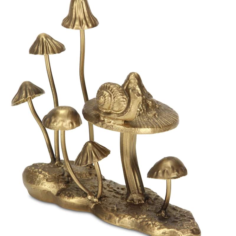 Golden Cast Iron Mushrooms Tabletop Decoration - 7.25"