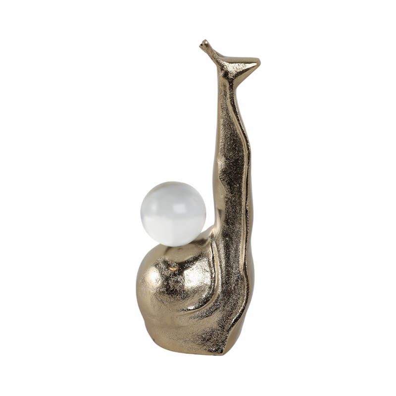 Metal and Glass Snail Figurine with Orb Accent Finish - 10" Gold - 4" x 4" x 10"