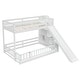 preview thumbnail 13 of 34, Twin Over Full Multifunctional Kids Bunk Bed Frame with Slide, Wooden Loft Bed with Storage Staircase and Guardrails