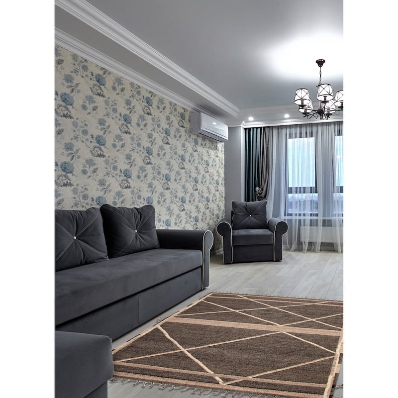 ECARPETGALLERY Hand-knotted Tangier Black, Taupe Wool Rug - 9'3 x 12'1