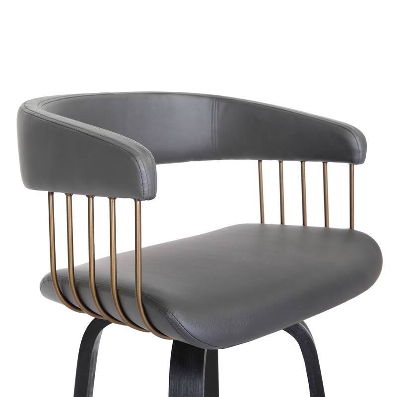 Topanga Modern Swivel Bar Stool, Upholstered Counter Height Chair with Bentwood Legs