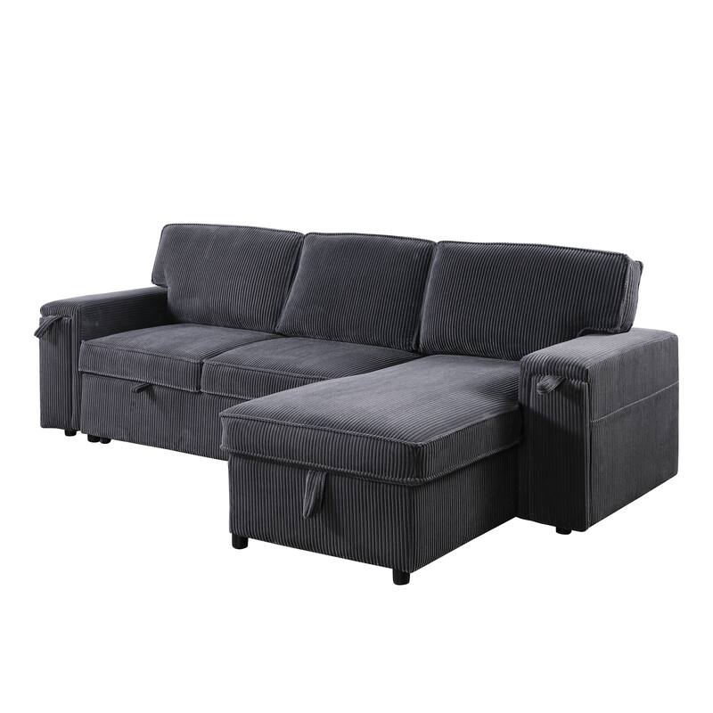 Sleeper Sectional with Storage, Upholstered Convertible Sofa Bed