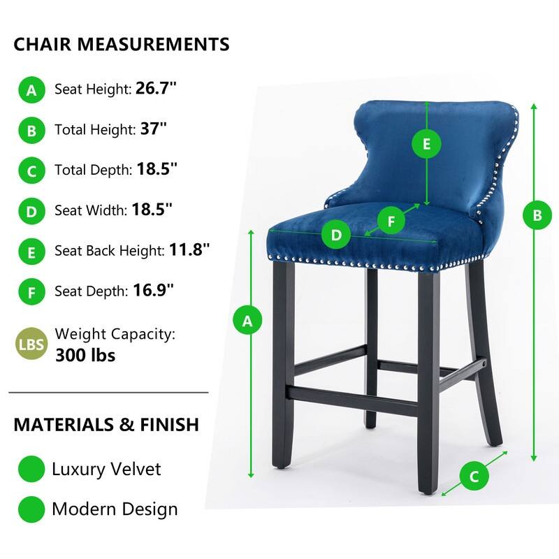 Upholstered Wing Back Bar Stools (Set of 4)