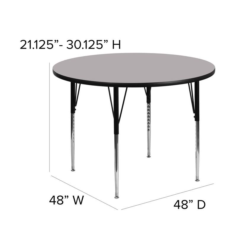 48'' Round Thermal Laminate Activity Table - Adjustable Legs - 48"D x 48"W x 21.125" - 30.125"H