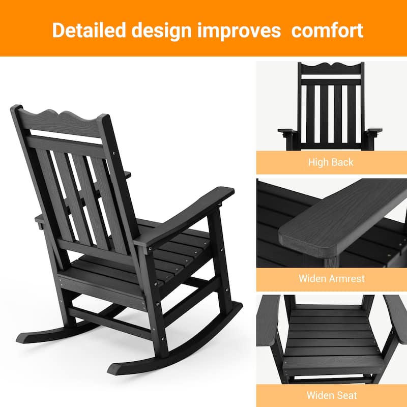 BONOSUKI Outdoor Adirondack Rocking Chair,Fire Pit Chair-Set of 2