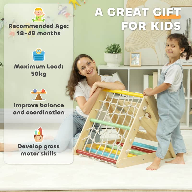 5 in 1 Pikler Triangle Set, Indoor Toddler Climbing Toys with Slide & Sandbags, Montessori Climber, Baby Gym Play Set