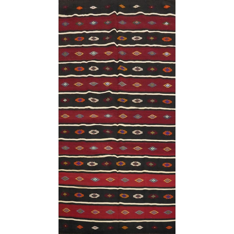 Hand Woven Oriental 100% Wool Carpet Southwestern Tribal Red Kilim Area Rug - 10' 5'' X 5' 8''