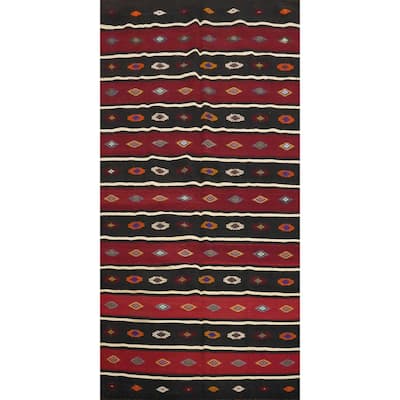 Hand Woven Oriental 100% Wool Carpet Southwestern Tribal Red Kilim Area Rug - 10' 5'' X 5' 8''