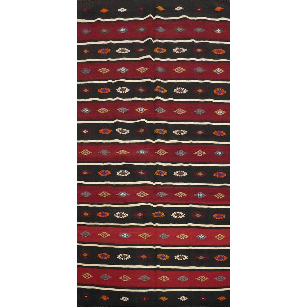 Hand Woven Oriental 100% Wool Carpet Southwestern Tribal Red Kilim Area Rug - 10' 5'' X 5' 8''