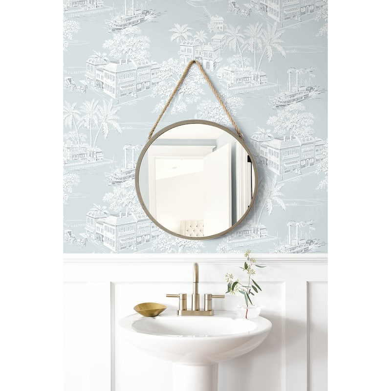 NextWall Coastline Toile Peel and Stick Wallpaper - 27 in. W x 18 ft. L