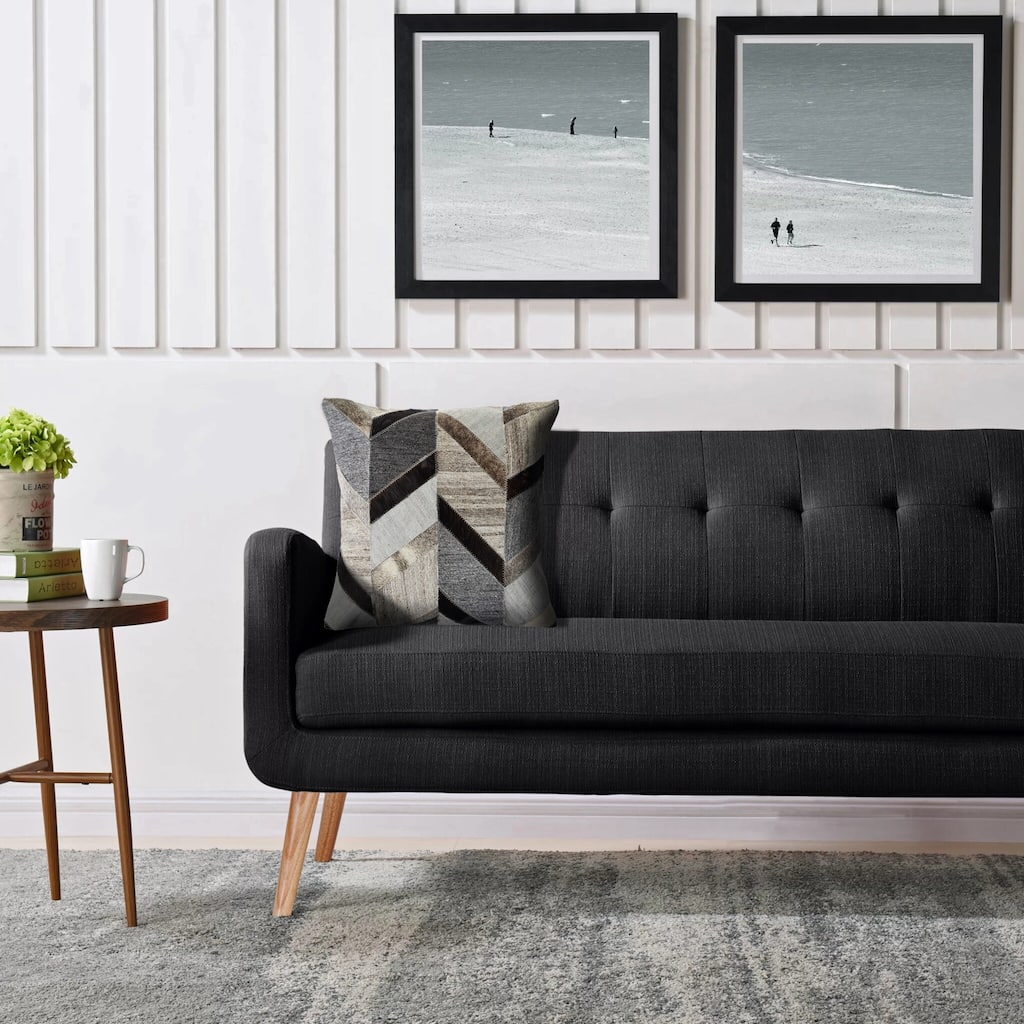 Sevita Multicolored Chevron Faux Leather Throw Pillow