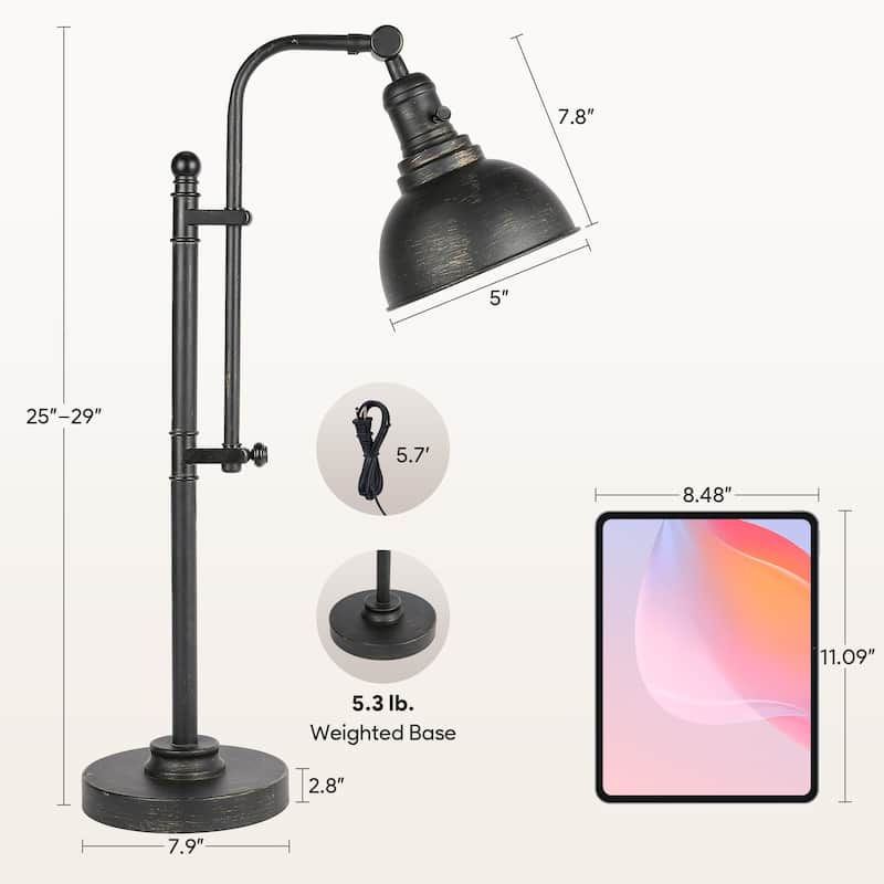 CO-Z 28" Rustic Adjustable Desk Lamp in Aged Bronze Finish