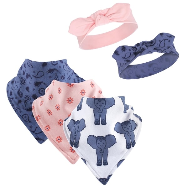 slide 1 of 1, Yoga Sprout Baby Girl Cotton Bandana Bibs and Headbands 5pk, Free Spirit, One Size - Free Spirit - One Size One Size - Free Spirit