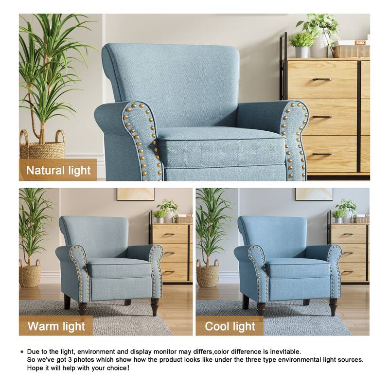 Living Room Armchair with Nailhead Trim - 29.9"W x 29.9"H x 32.9"D