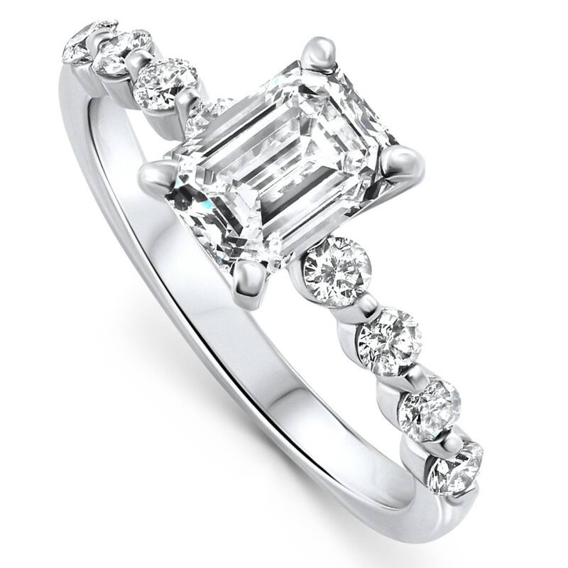 Bliss Diamond Certified 2 1/3Ct Emerald Cut Diamond Engagement Ring Gold Lab Grown