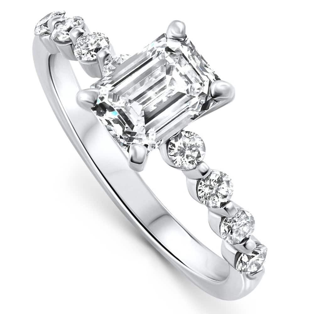 Bliss Diamond Certified 2 1/3Ct Emerald Cut Diamond Engagement Ring Gold Lab Grown