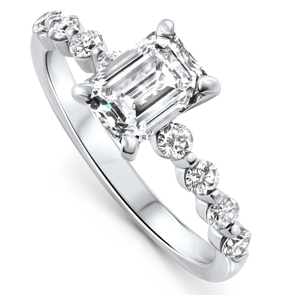Bliss Diamond Certified 2 1/3Ct Emerald Cut Diamond Engagement Ring Gold Lab Grown