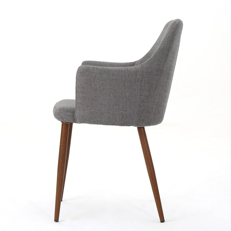 Fabric Upholstered Dining Room Chairs with Arms, Metal Legs, Modern Contour Back Side Chairs Breakfast Nook Chairs, Set of 2