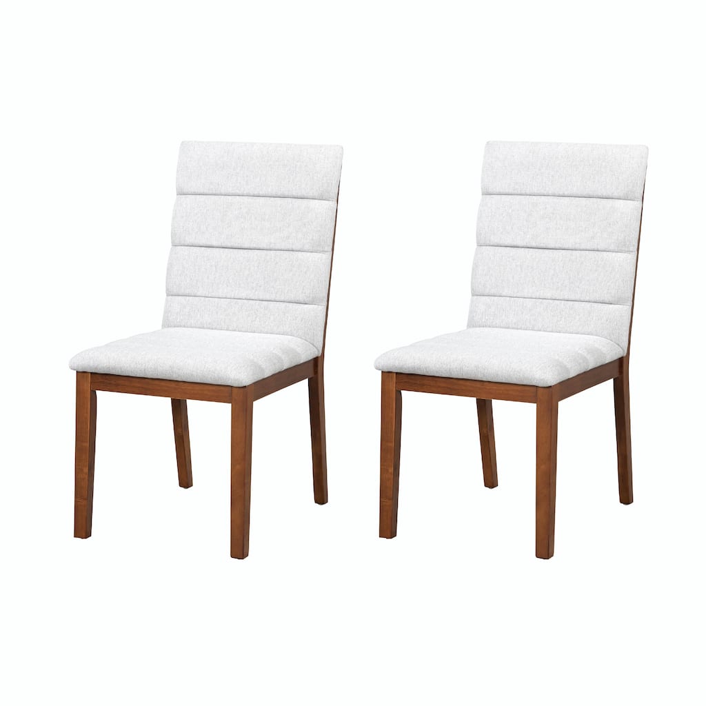 Comfy Tufted Chairs Set of 2 - Walnut Finish & High-Density Foam