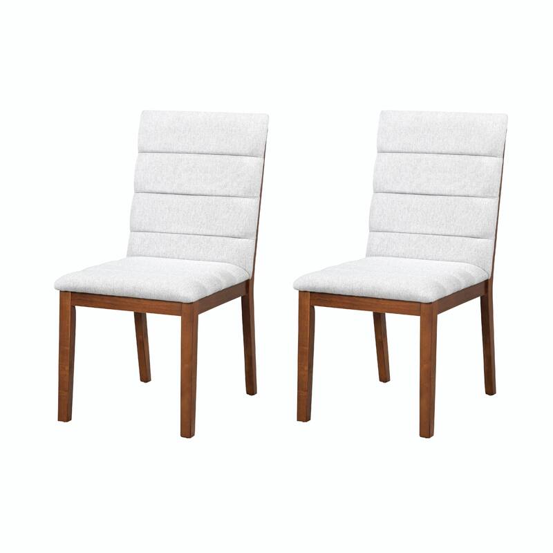 Comfy Tufted Chairs Set of 2 - Walnut Finish & High-Density Foam - Brown - Set of 2