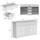 preview thumbnail 10 of 33, 59.1''Sideboard Buffet White Mid-Century Modern Contemporary Lacquered Credenza with Drawers and Doors