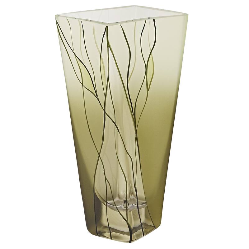 HomeRoots 8" Green Cylinder Crystal Glass Table Vase