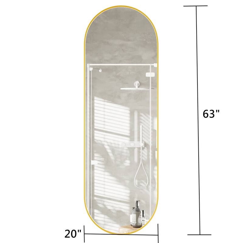 Rust-Proof Brushed Aluminum Frame Oval Full-Length Mirror