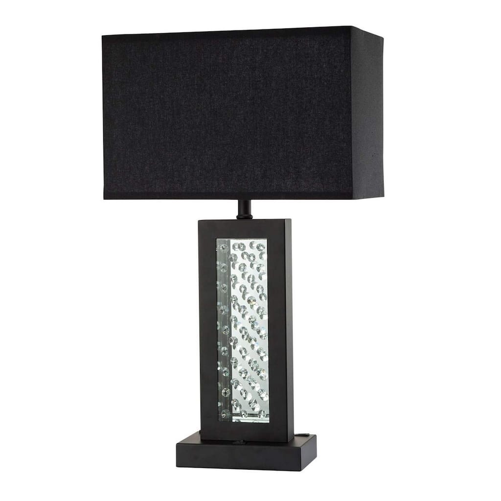 Table Lamp with Embedded Glass Panel, Black