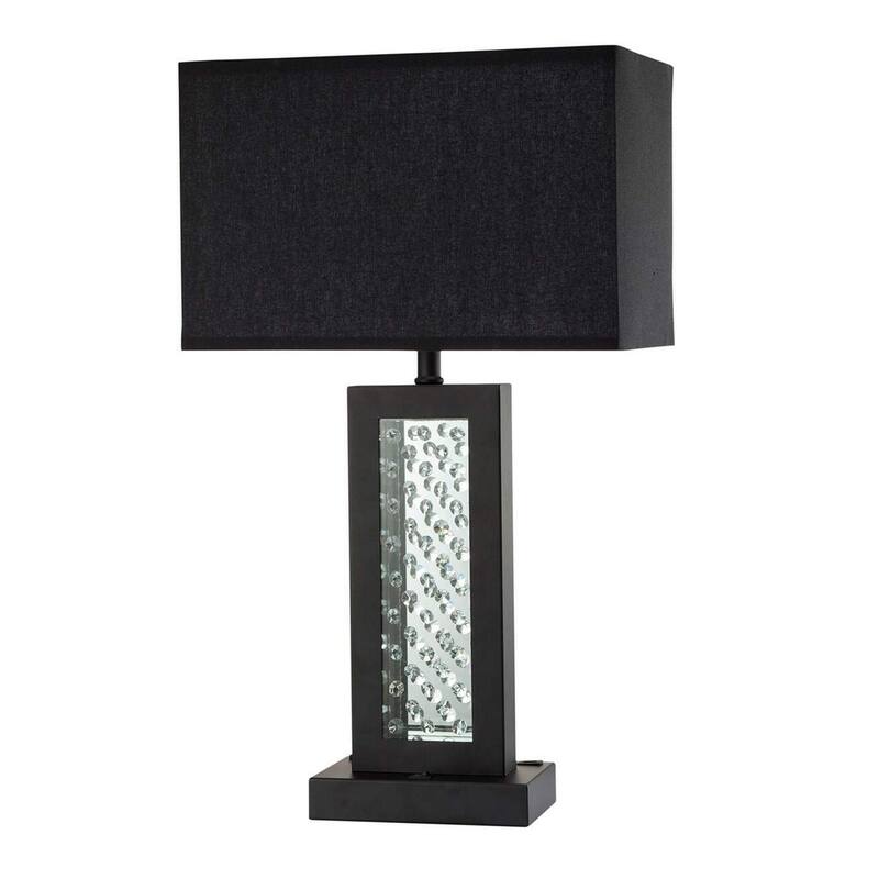 Table Lamp with Embedded Glass Panel, Black - Black