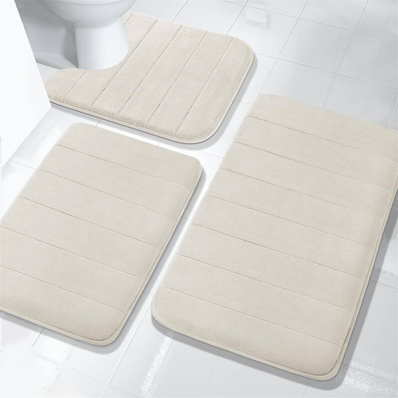 Memory Foam Bath Mat Set - Cream White