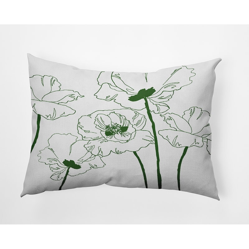 Popping Poppies Decorative Throw Pillow - Leaf - 14" x 20"