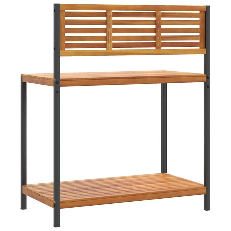 vidaXL Work Table Natural Wood and Black - 19.7 x 35.4 x 43.3