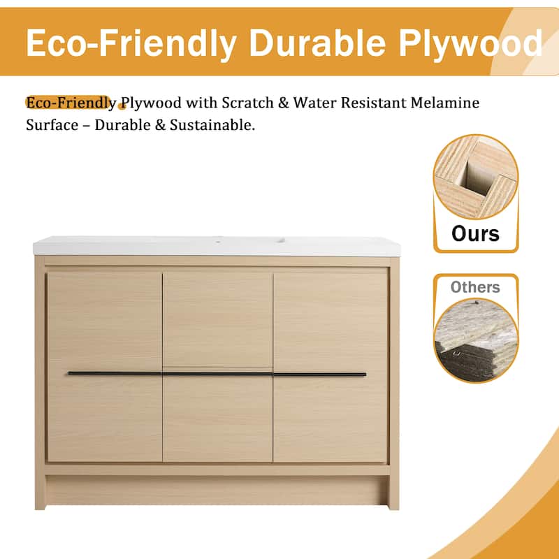Malwee 24"/30"/36"/48"/60" Bathroom Vanity with Sink, FreeStanding Vanity with Soft Close Door and Drawer