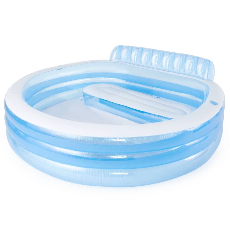 Intex Swim Center Round Inflatable Above Ground Family Lounge Outdoor Pool, Blue - 16.09