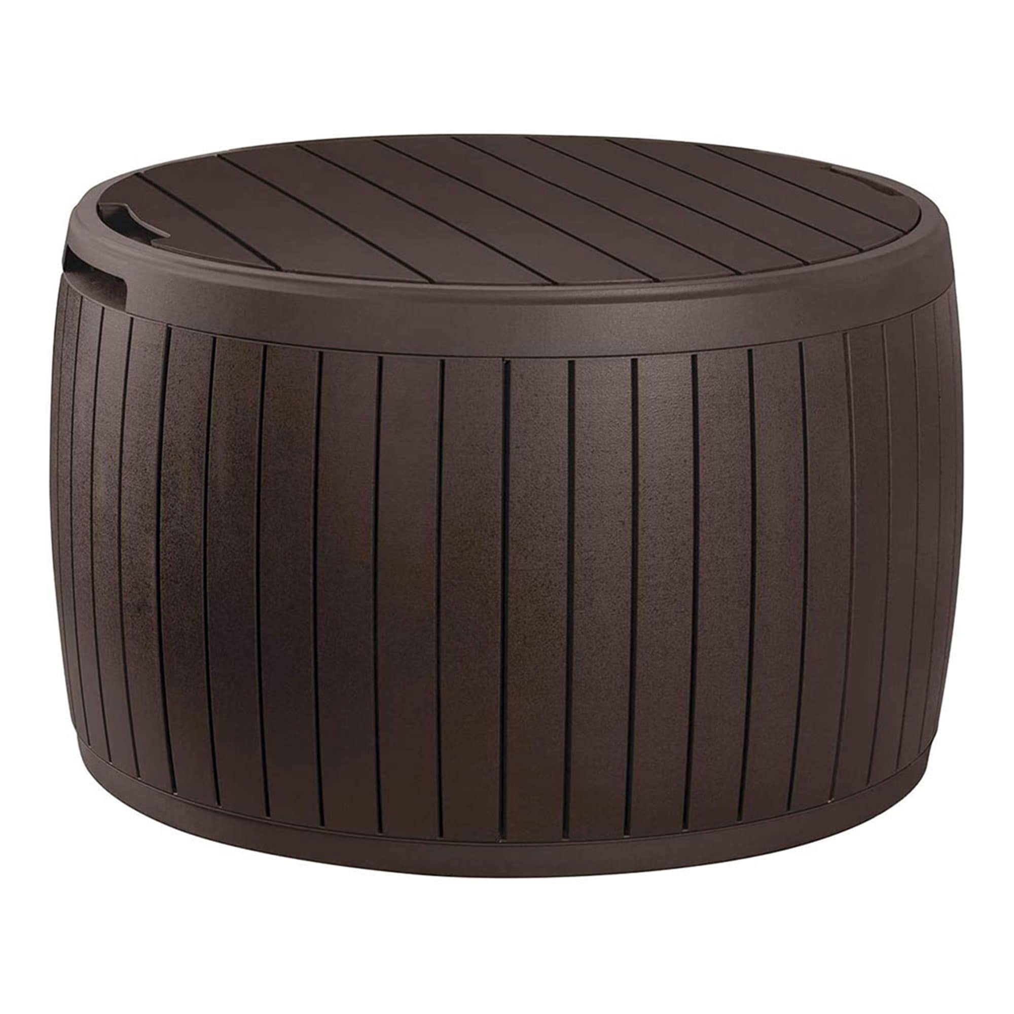 Keter Circa 37 Gallon Small Wood Style Durable Resin Outdoor Storage Deck Box For Furniture and Supplies, Brown