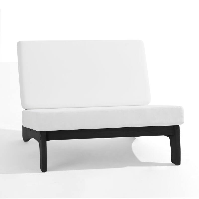 Outdoor Teak Wood Waterproof Armless Chair Loveseat with Cushions